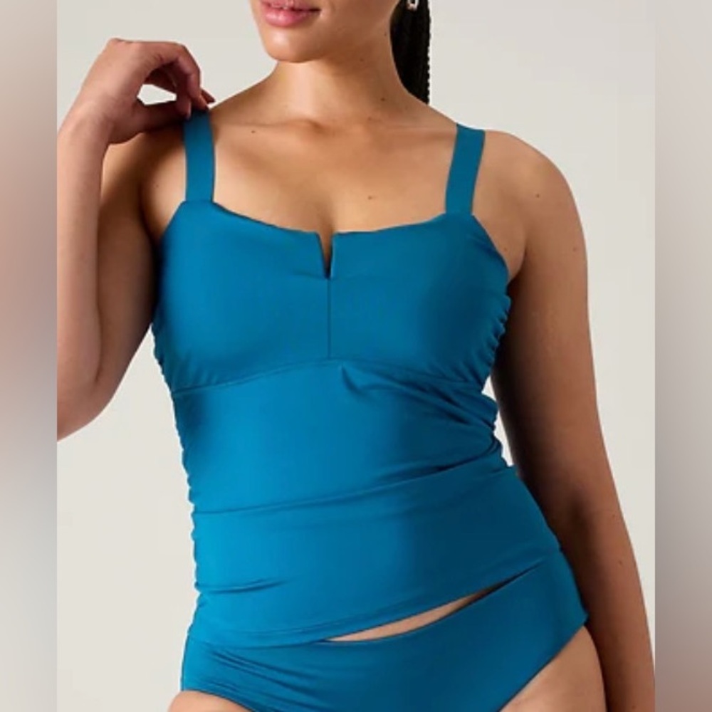 NWT ATHLETA Square Neck V Bra Cup Tankini 34 B/C